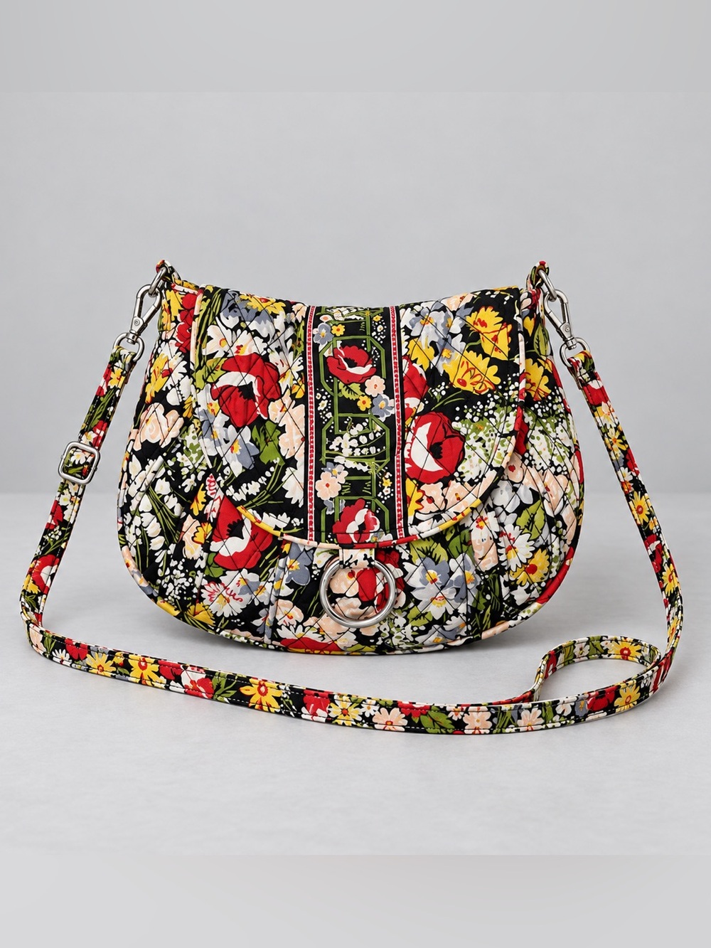 Vera Bradley Poppy Fields Saddle Up Bag Purse Floral Cottage Country Quilted